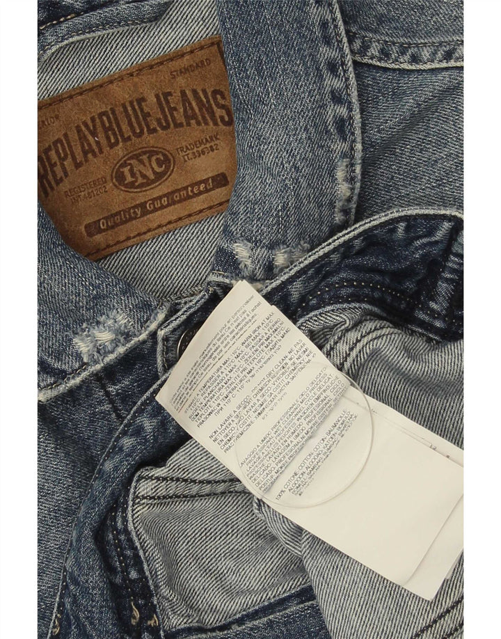 Replay Veste en jean vieilli pour femme UK 14 Bleu moyen Coton