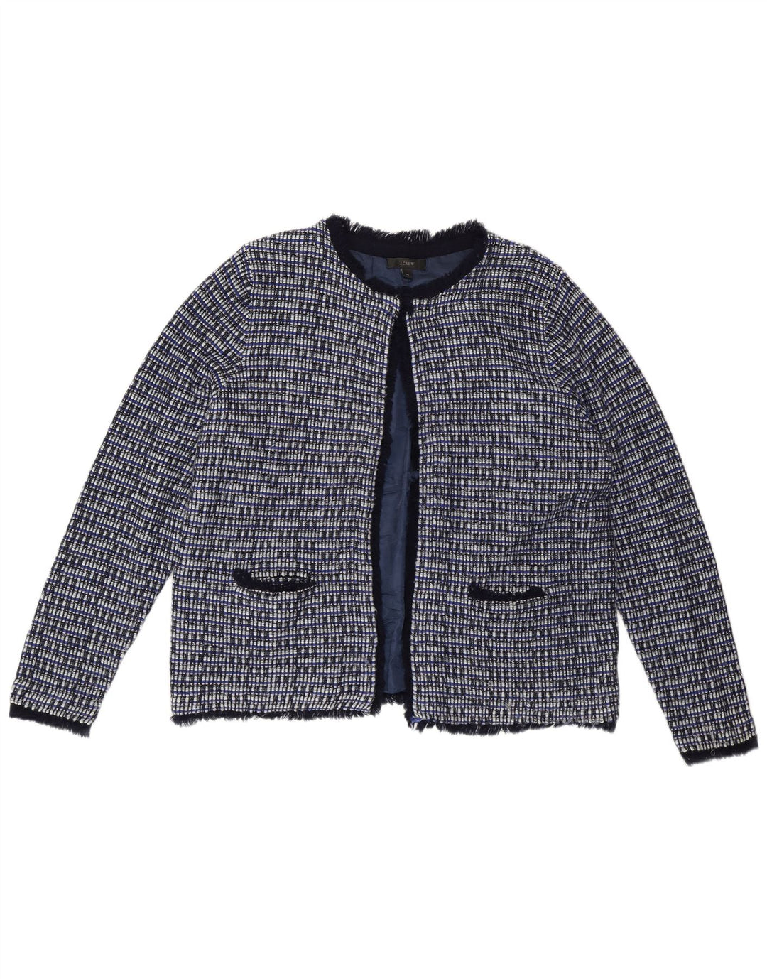 J. Crew Veste Blazer Femme UK 18 XL Laine à Carreaux Bleu