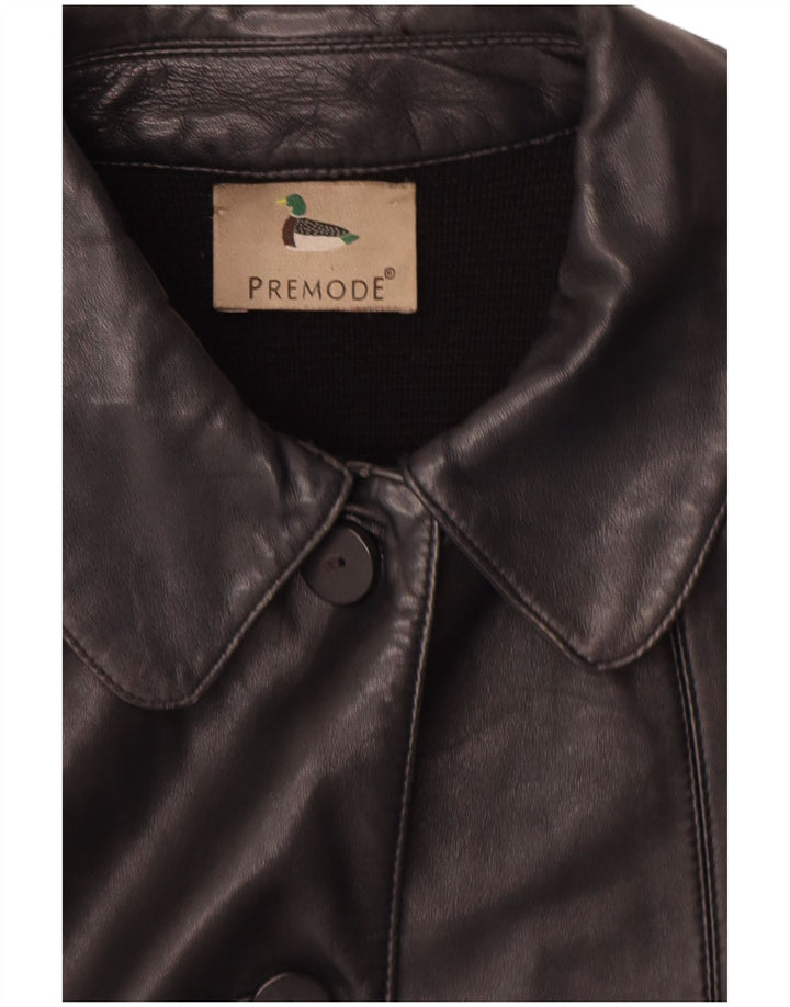 Premode Veste en cuir pour femme UK 12 Cuir noir moyen