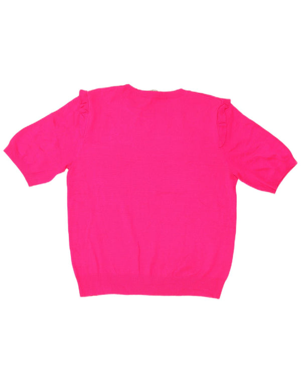 Oasis Pull à manches courtes et col rond pour femme UK 16 Large Rose Acrylique