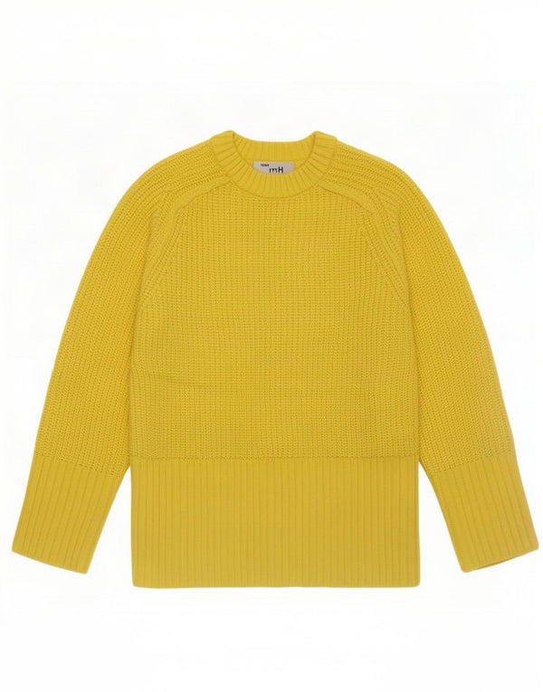 Zara Pull surdimensionné à col rond pour femme UK 6 XS Acrylique jaune
