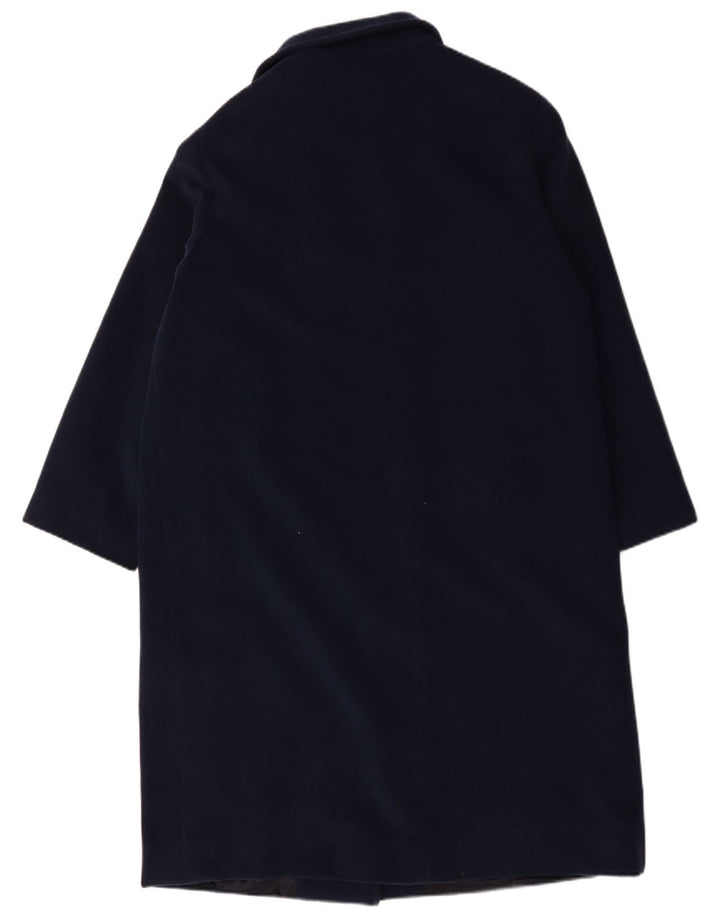 vintage Femme Pardessus IT 48 XL Laine Bleu Marine