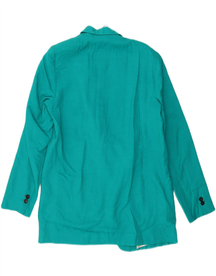 ZARA Veste blazer ouverte pour femme UK 14 Viscose turquoise moyen
