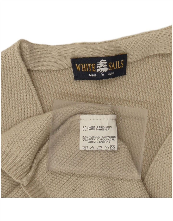 White Sails Cardigan sans Manches Homme Laine Beige Moyen