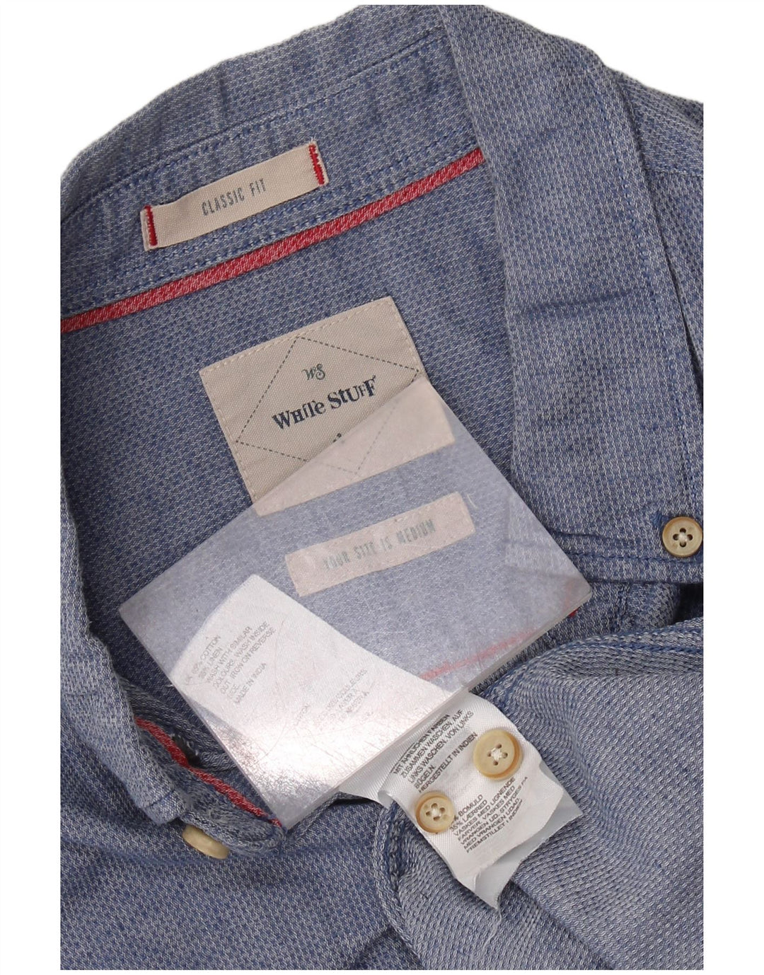 WHITE STUFF Chemise Coupe Classique Homme Bleu Moyen Coton