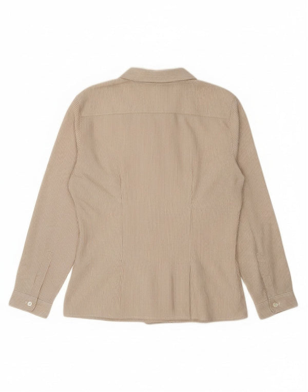 chemise femme vintage UK 14 Coton à fines rayures beige moyen