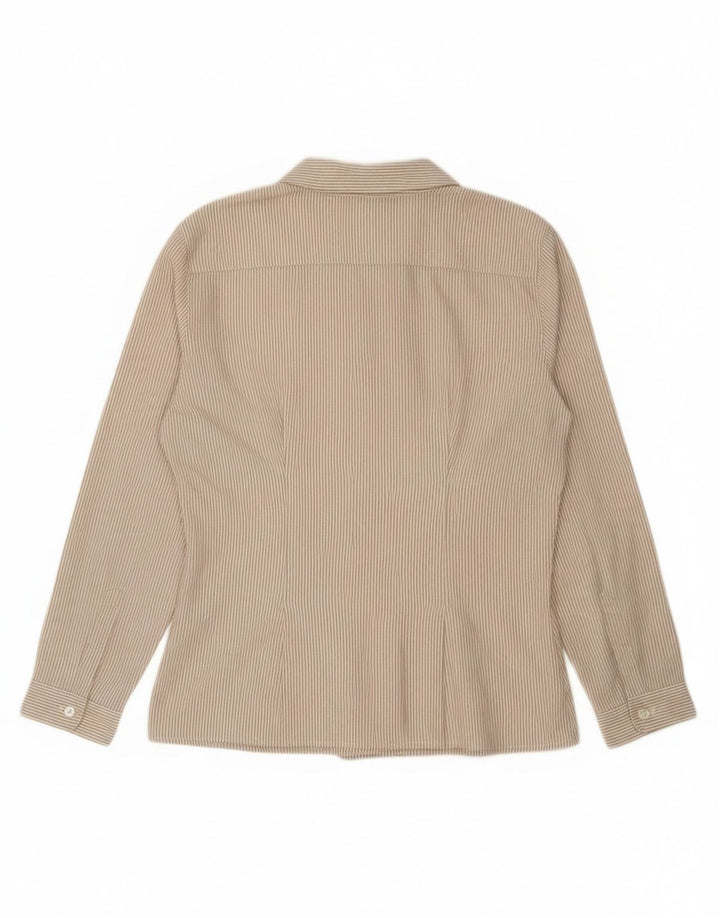 chemise femme vintage UK 14 Coton à fines rayures beige moyen