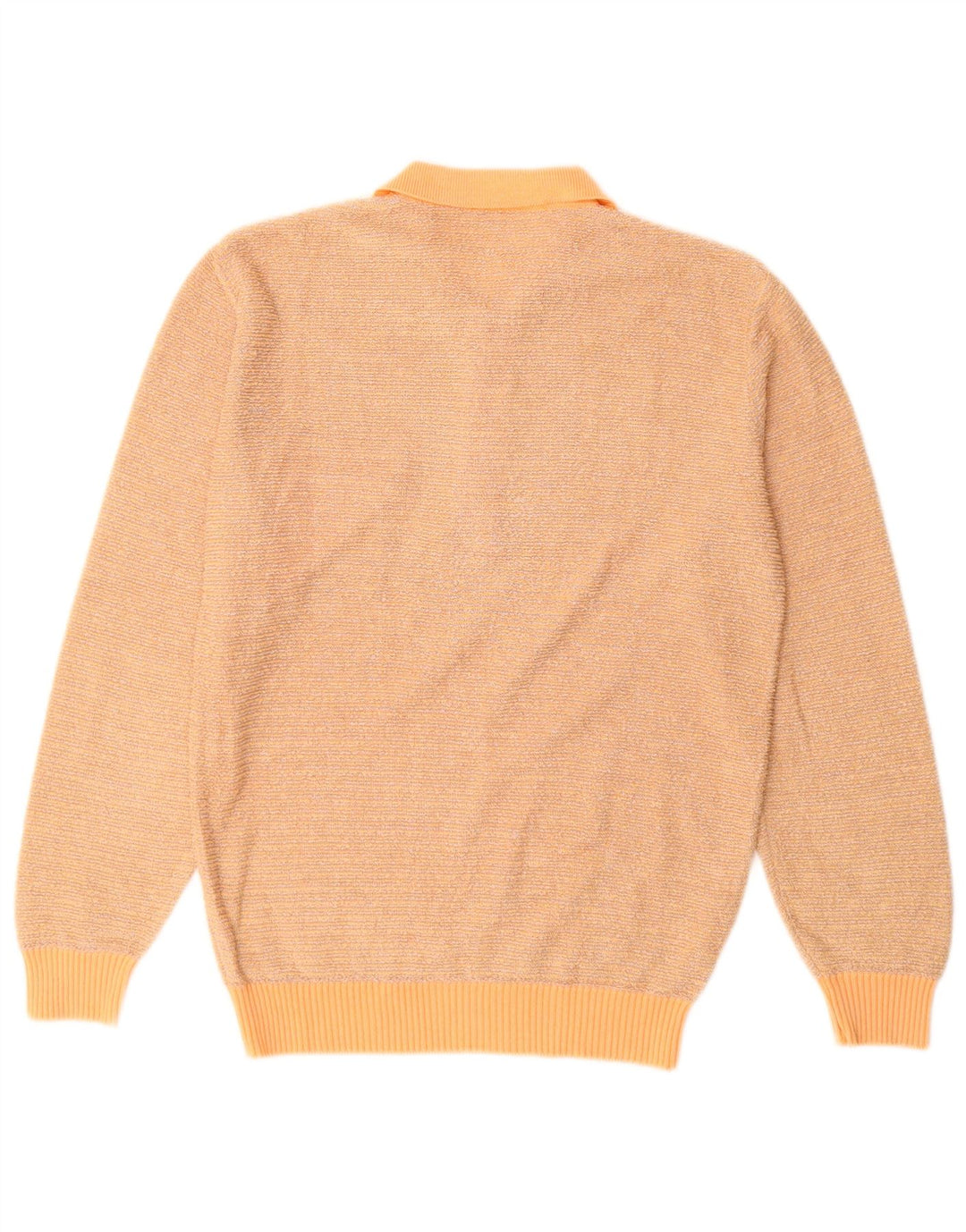 VINTAGE Femme Polo Neck Jumper Pull UK 14 Coton Orange Moyen