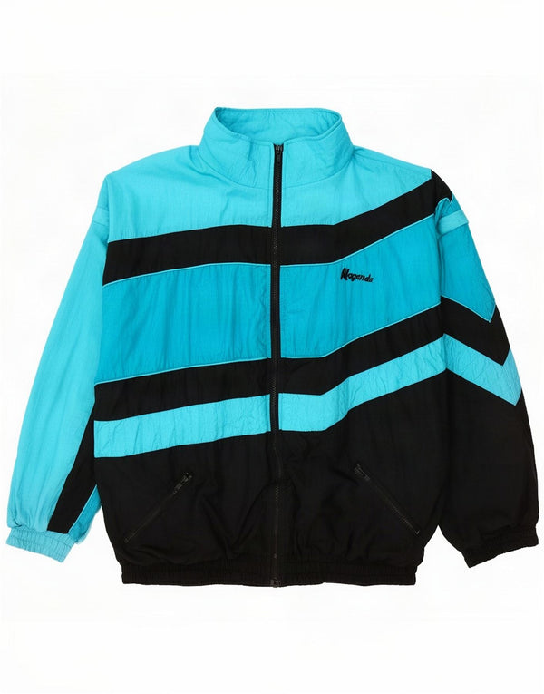 vintage Mens Survêtement Top Veste XL Bleu Colorblock Nylon