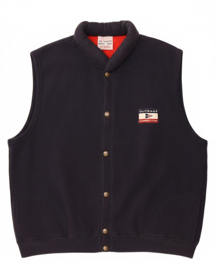 Outrage Veste de survêtement sans manches pour homme en coton bleu marine 2XL