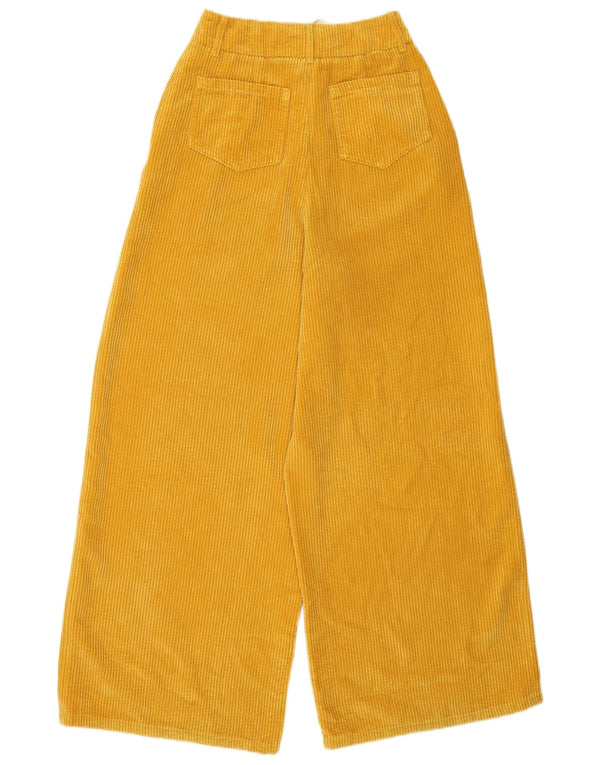 BENETTON Pantalon taille haute en velours côtelé pour femme XS W24 L28 Jaune