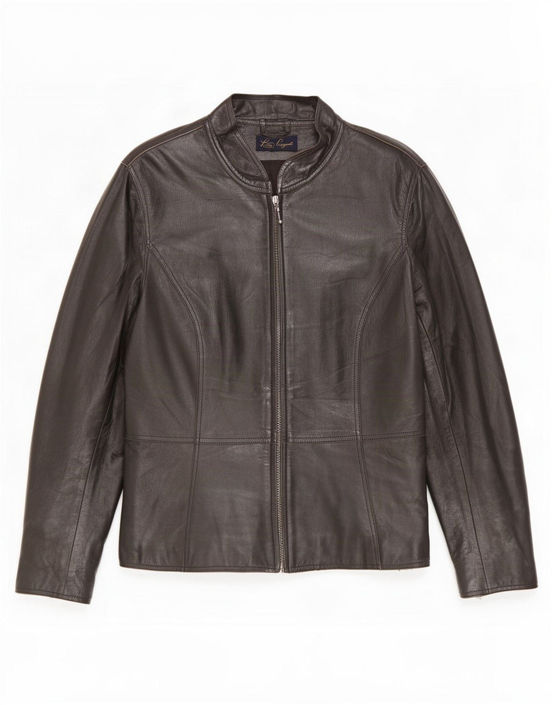 Luisa Spagnoli Veste de course en cuir pour femme IT 46 Large Noir