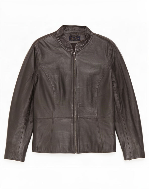 Luisa Spagnoli Veste de course en cuir pour femme IT 46 Large Noir