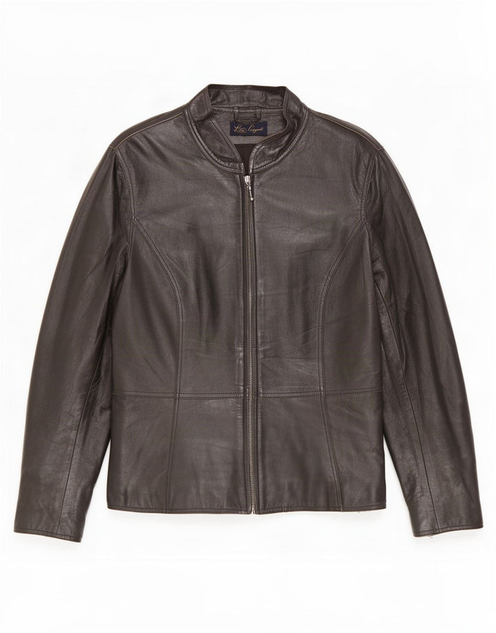 Luisa Spagnoli Veste de course en cuir pour femme IT 46 Large Noir