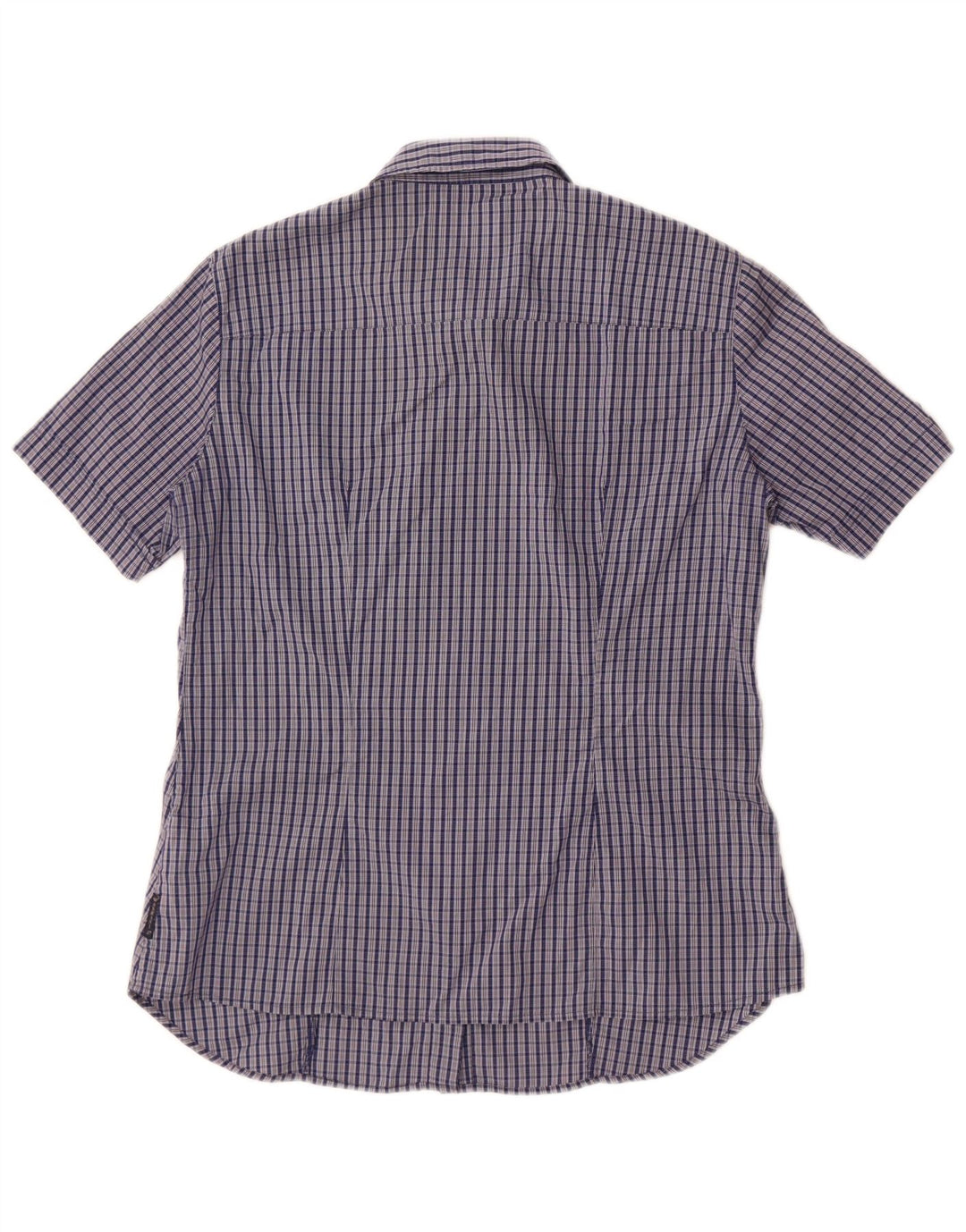 Armani Jeans Chemise à manches courtes pour femme US 8 en coton à carreaux bleu marine moyen