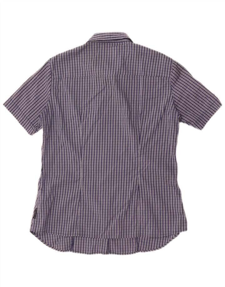 Armani Jeans Chemise à manches courtes pour femme US 8 en coton à carreaux bleu marine moyen
