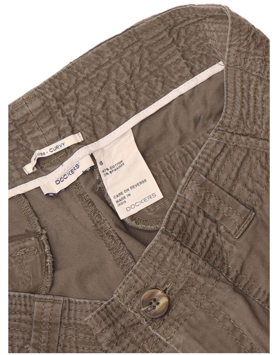 Dockers Short chino courbé taille moyenne pour femme US 8 Medium W32 Gris Coton