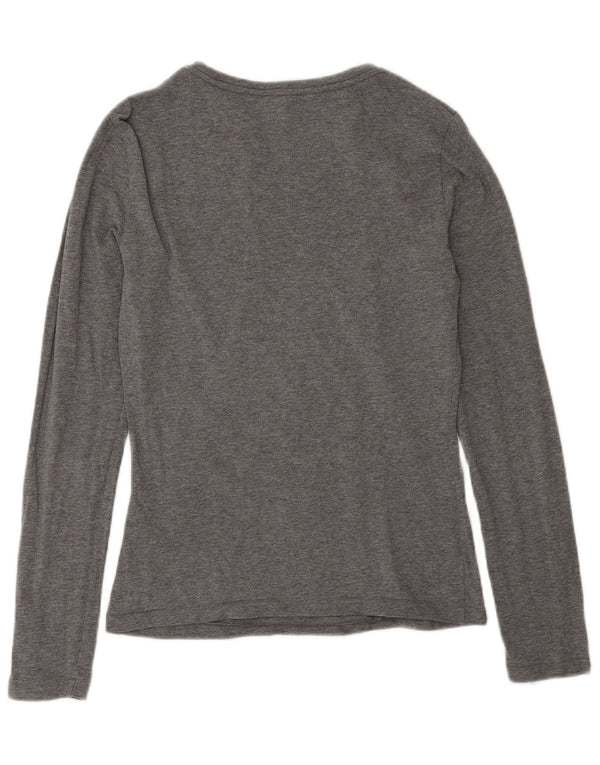 Armani Jeans Haut graphique à manches longues pour femme UK 12 Gris moyen Coton