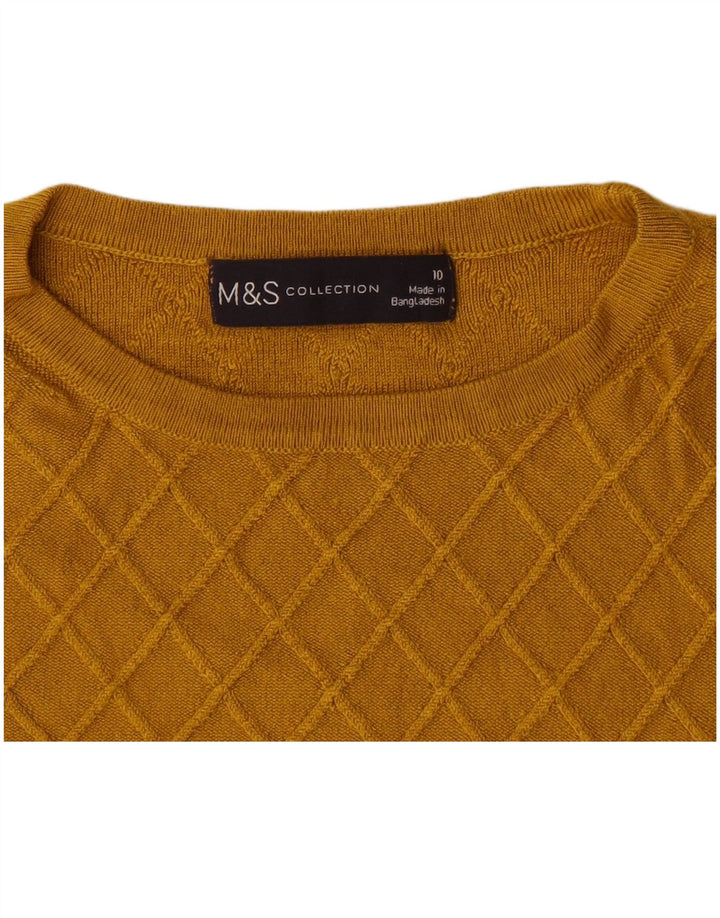 Marks & Spencer Pull à col rond pour femme UK 10 Petit carreaux jaunes