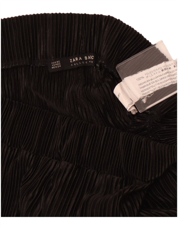 Pantalon Capri Jambe Large Femme ZARA XS W24 L23 Noir Polyester