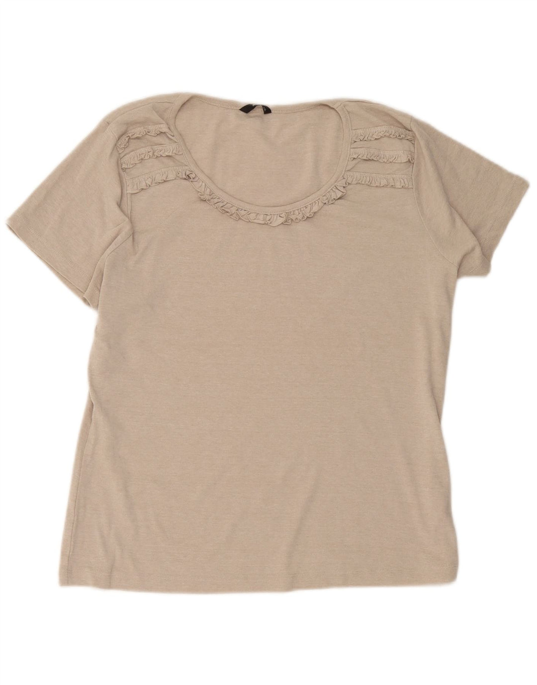 M&Co Chemisier à volants sur le devant pour femme UK 20 2XL Beige Coton