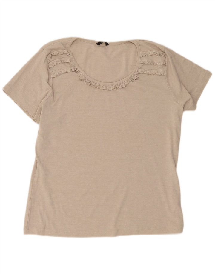 M&Co Chemisier à volants sur le devant pour femme UK 20 2XL Beige Coton