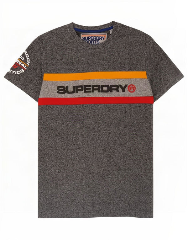 Superdry T-Shirt Graphique Homme Large Gris Colorblock