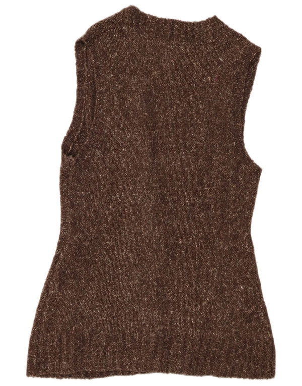 L.L.Bean Cardigan sans manches pour femme UK 16 Grand marron moucheté