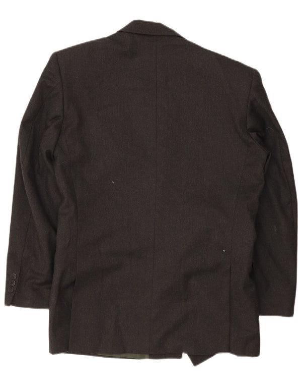 vintage Homme Double Breasted Blazer Veste IT 46 Petite Laine Noire
