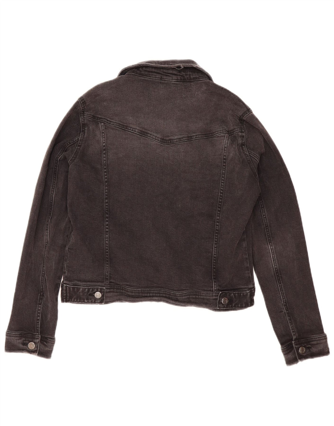Zara Womens Crop Denim Jacket UK 16 Grand coton noir