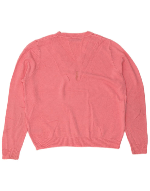 Marks & Spencer Pull col en V pour femme UK 14 Acrylique rose moyen