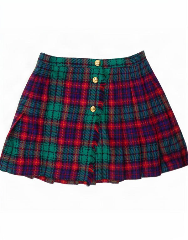 jupe portefeuille taille haute femme vintage IT 46 Grand W30 Plaid multicolore