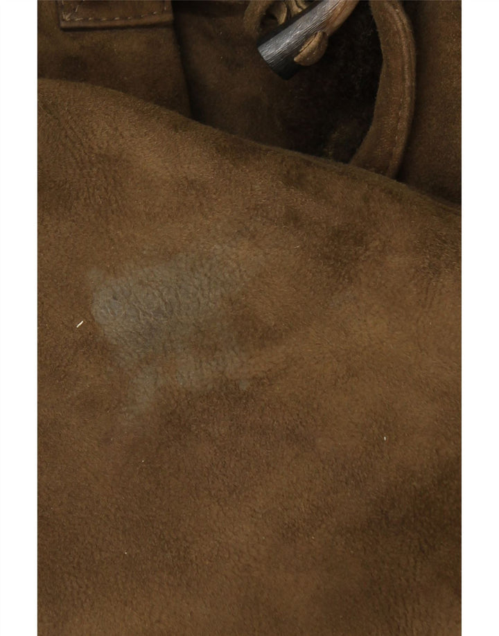 VINTAGE Manteau à capuche en peau de mouton pour homme IT 50 Large peau de mouton kaki