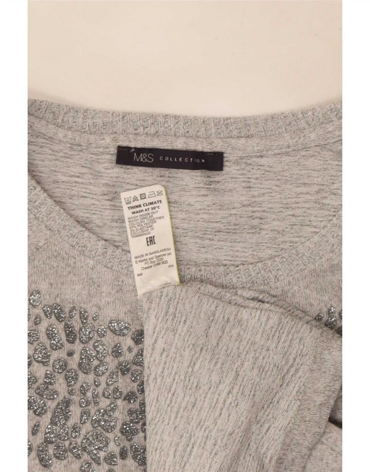 Marks & Spencer Tunique à manches longues pour femme UK 16 Large Gris Polyester