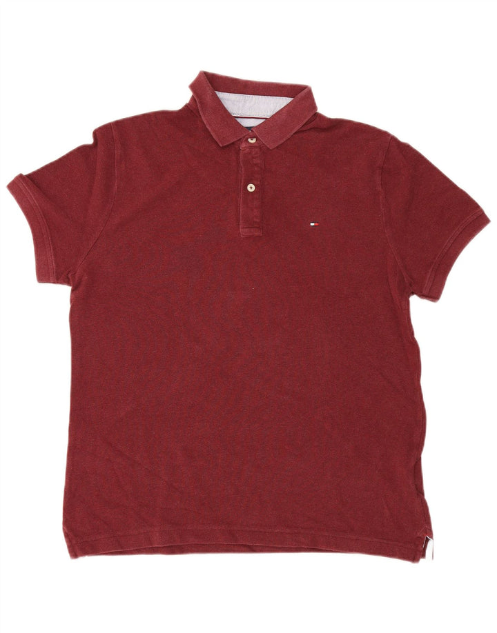 Tommy Hilfiger Polo Homme Coton Bordeaux Moyen