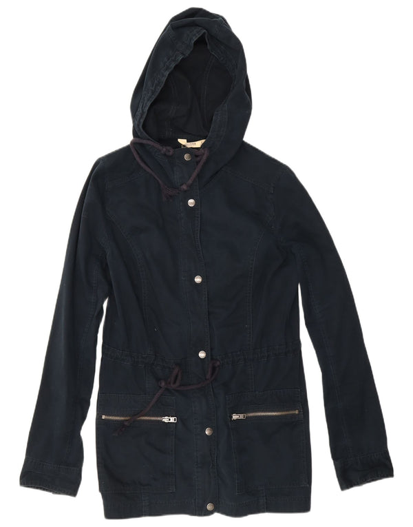 Hollister Veste utilitaire à capuche pour femme UK 14 Large Bleu Marine Coton
