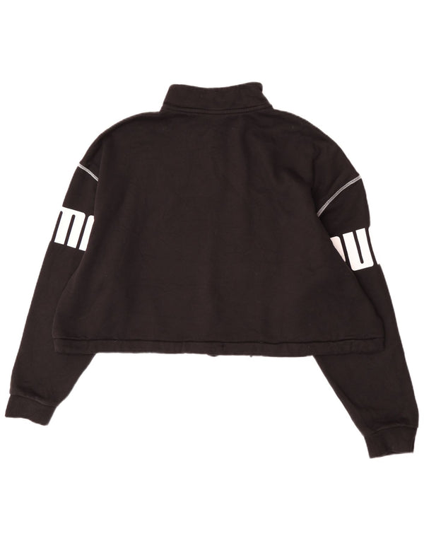 Puma Sweat-shirt court à col zippé pour femme UK 20 2XL Coton noir
