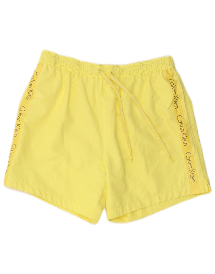 Calvin Klein Short de bain graphique pour femme UK 12 Jaune moyen Polyester