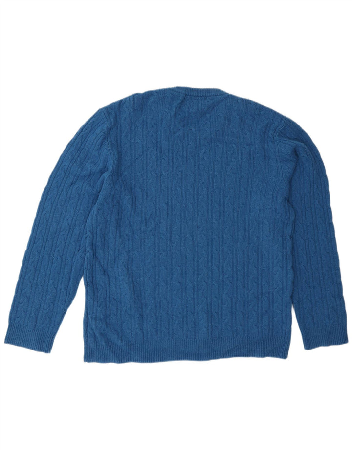 Marks & Spencer Pull à col rond coupe classique pour homme XL Bleu laine d'agneau