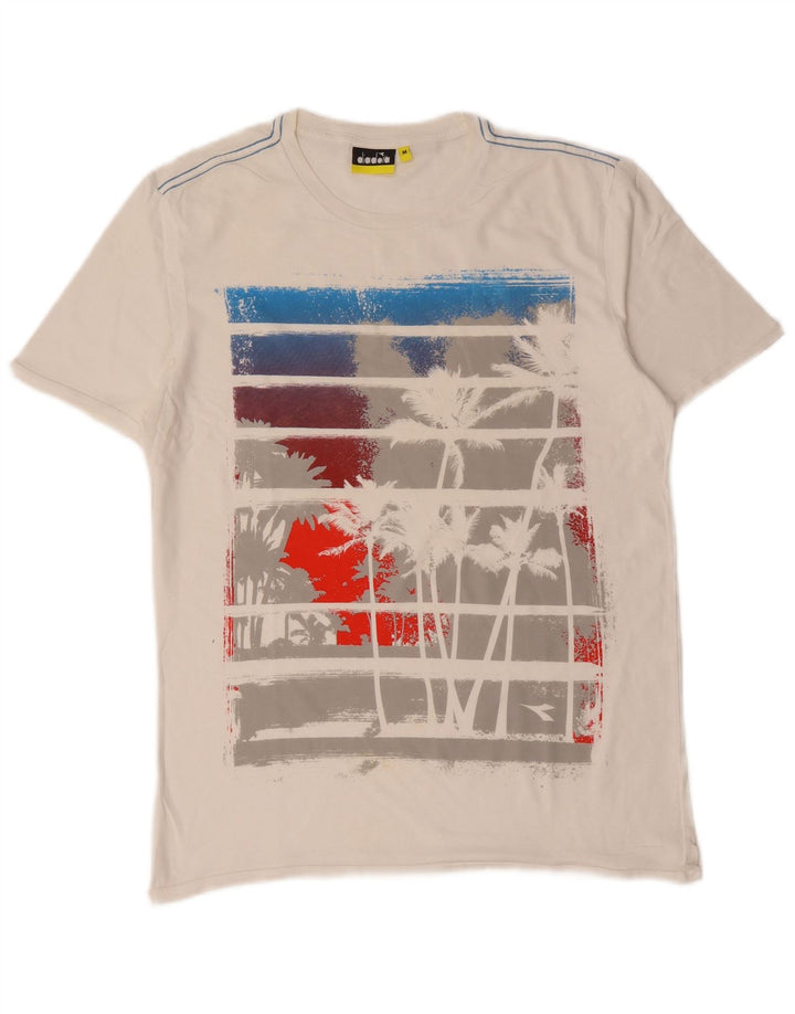 Diadora T-Shirt Graphique Haut Moyen Blanc Coton Homme
