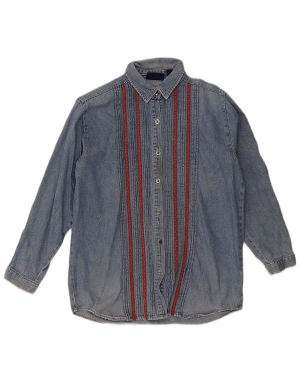 Gap Chemise en Jean Femme UK 18 XL Bleu Rayé Coton