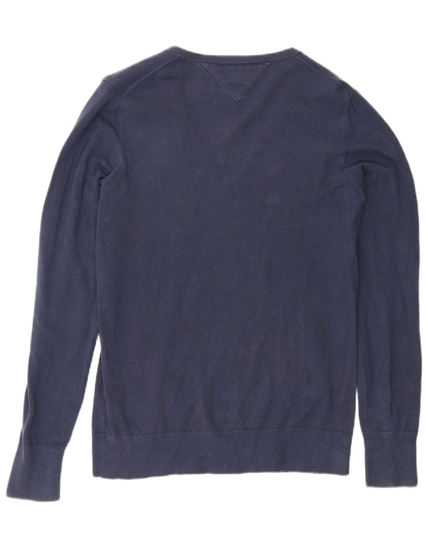 Tommy Hilfiger Pull col V pour femme UK 14 Large Bleu marine Coton