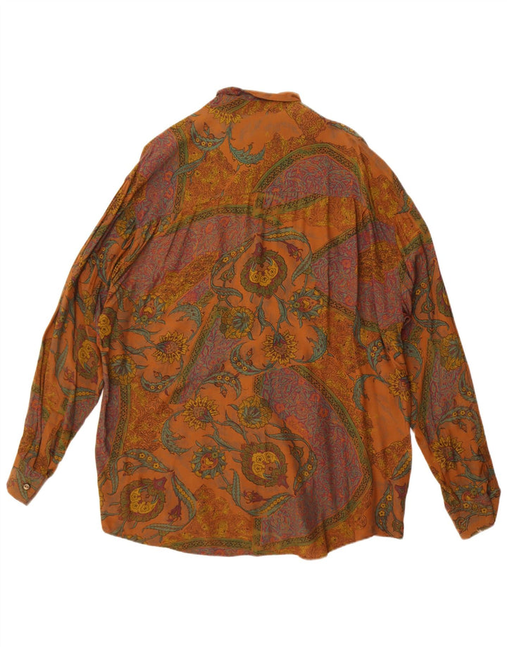 Chemise Homme Vintage Grande Viscose Florale Marron