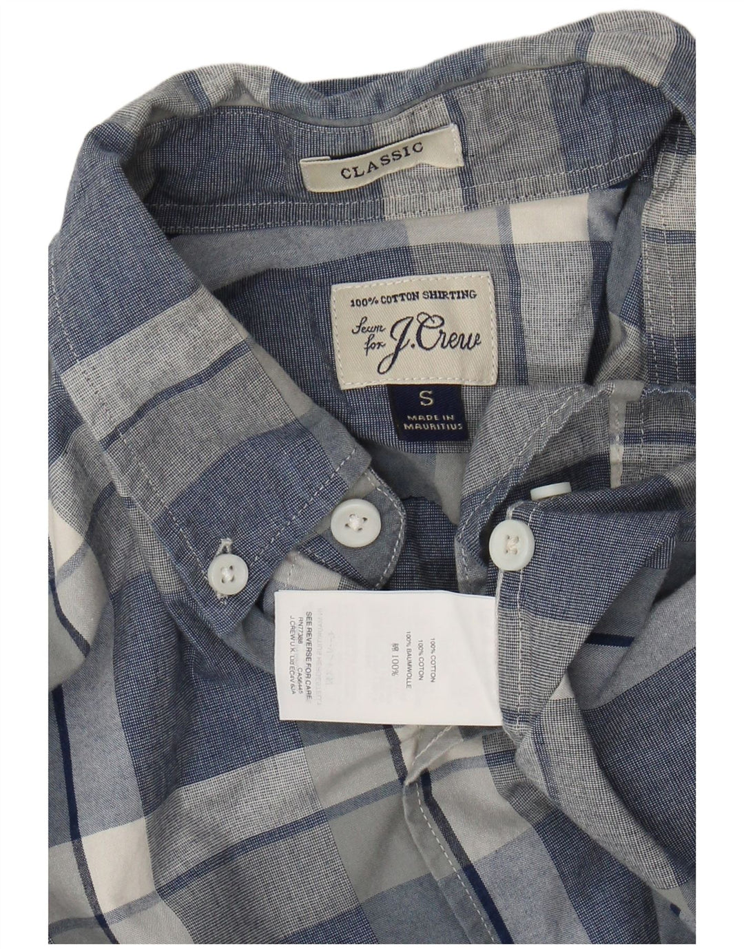 J. CREW Chemise classique pour homme en coton à petits carreaux bleus