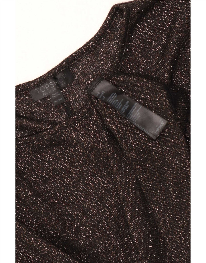 Topshop T-shirt surdimensionné pour femme UK 8 Petit polyester moucheté noir
