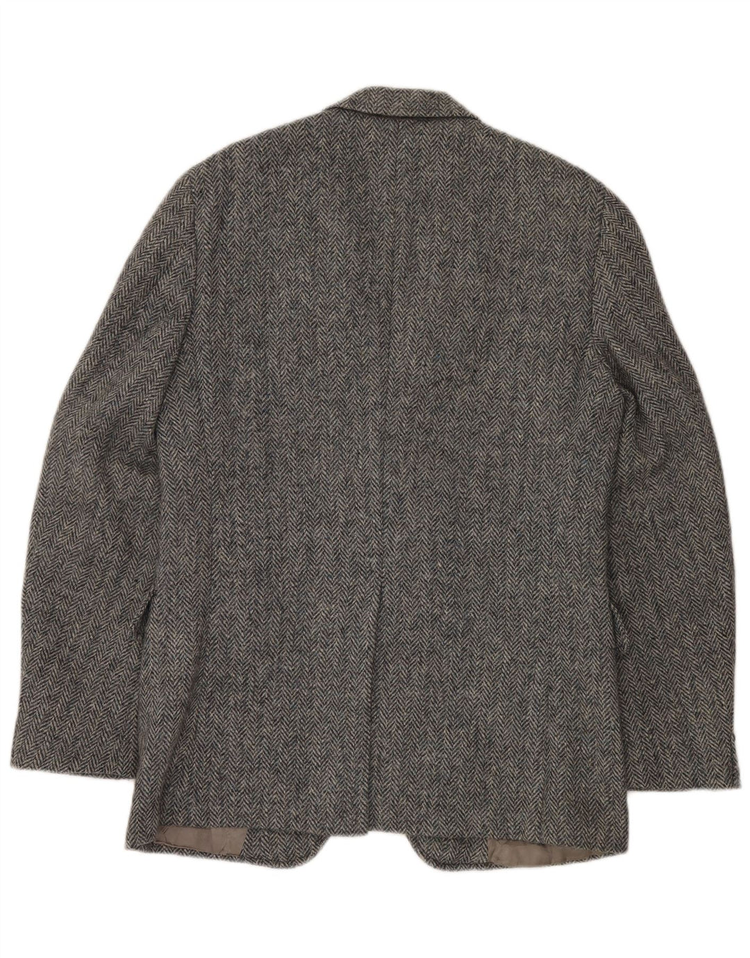 J.S.A. BANK Veste Blazer 2 Boutons Homme UK 38 Laine à Chevrons Gris Moyen