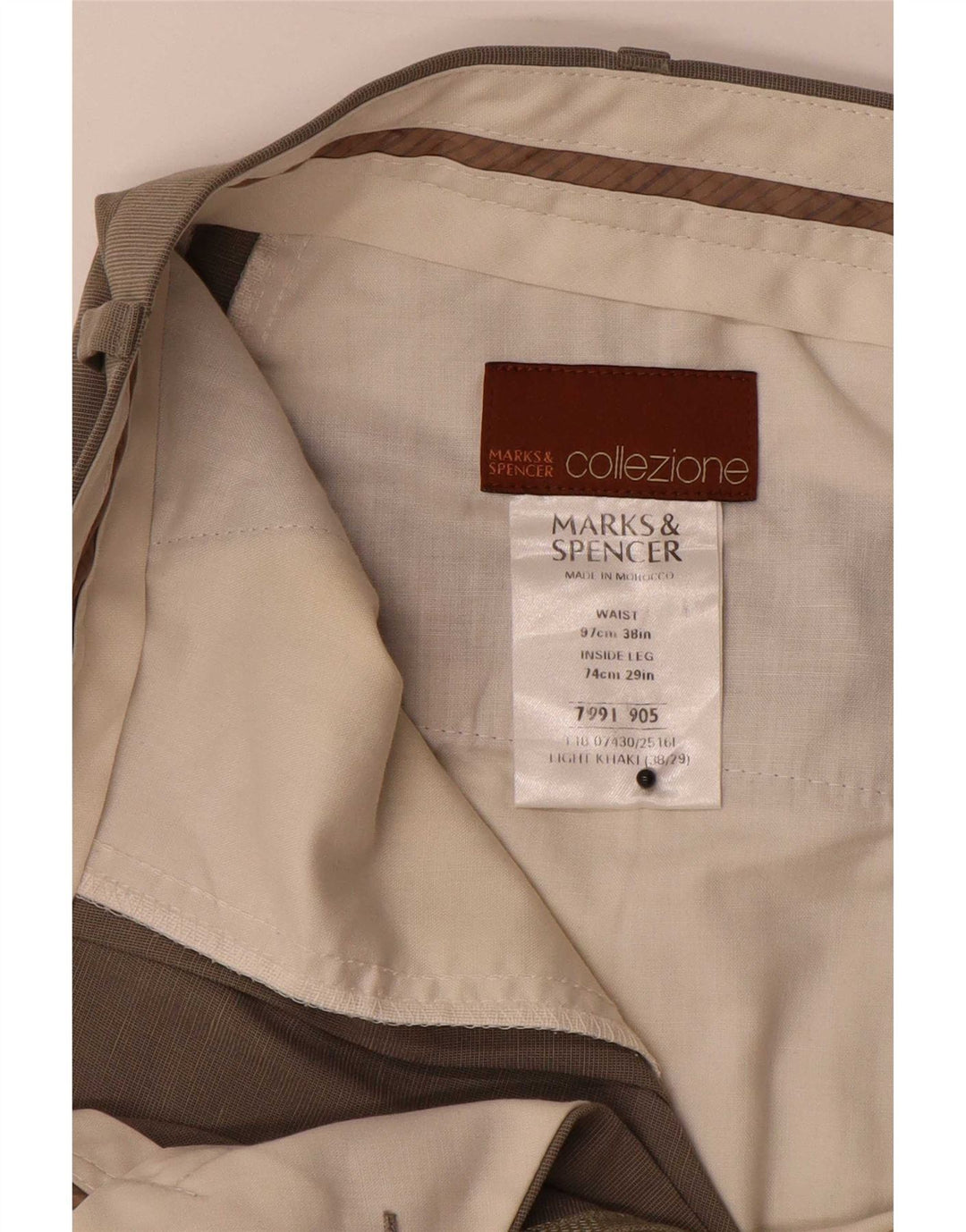 Marks & Spencer Pantalon de costume droit pour homme W38 L29 Kaki Lyocell