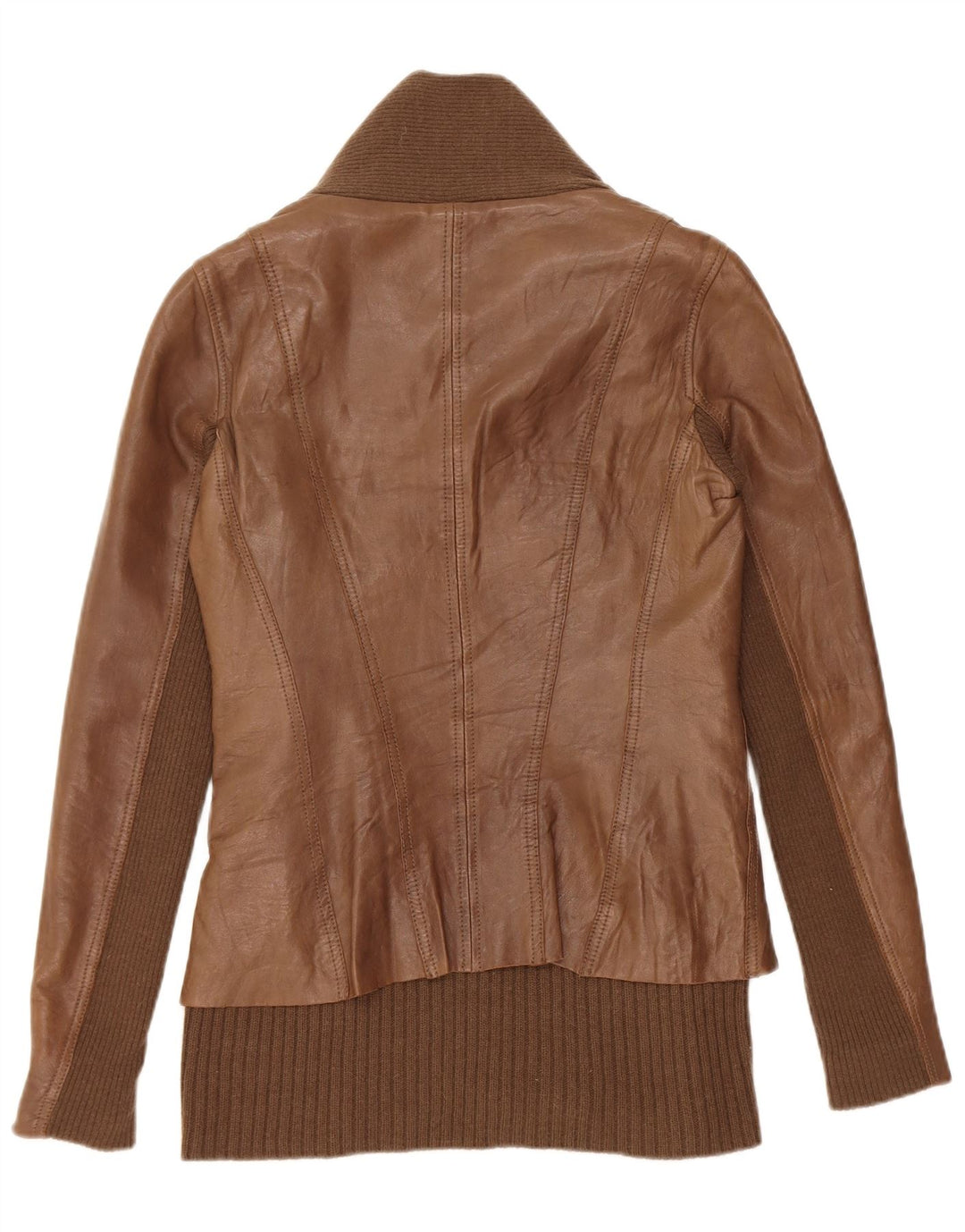 veste en cuir femme vintage UK 10 Petit cuir brun