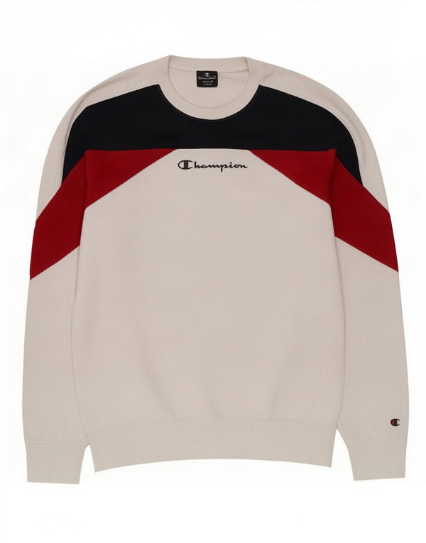 Champion Sweat-shirt pour homme en coton color block blanc moyen