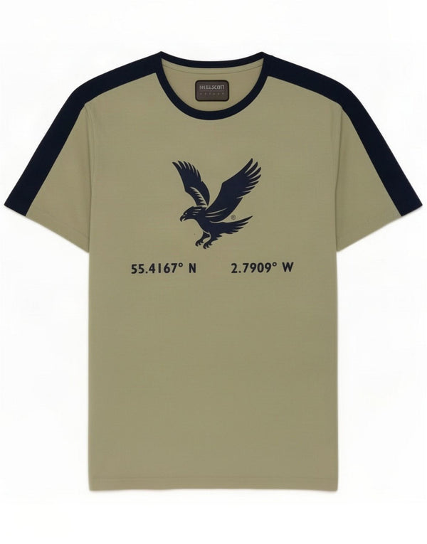 Lyle & Scott T-shirt graphique pour hommes, grand coton color block kaki